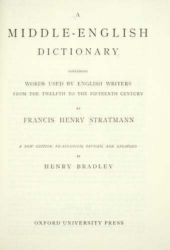A Middle English dictionary by Francis Henry Stratmann
