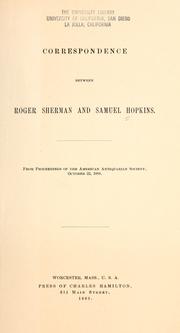 Cover of: Correspondence between Roger Sherman and Samuel Hopkins.