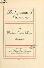 Cover of: Backgrounds of literature. by Hamilton Wright Mabie