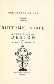 Cover of: Rhythmic shape: a text-book of design