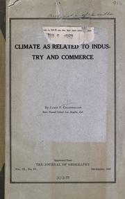 Cover of: Climate as related to industry and commerce