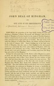 Cover of: John Beal of Hingham, and one line of his descendants.