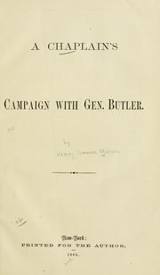 A chaplain's campaign with Gen. Butler by Henry Norman Hudson