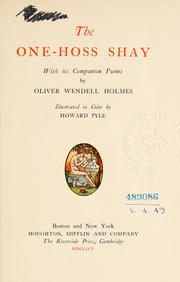 Cover of: The one-hoss shay, with its companion poems. by Oliver Wendell Holmes, Sr.