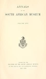 Cover of: Annals of the South African Museum. by South African Museum.