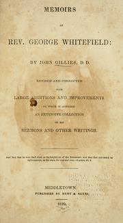 Cover of: Memoirs of Rev. George Whitefield by Gillies, John