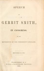 Cover of: Speeches of Gerrit Smith: in Congress, 1853-4.