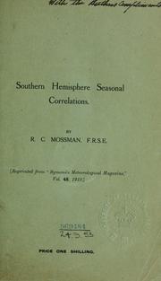 Cover of: Southern Hemisphere seasonal correlations.