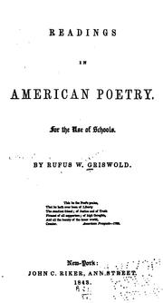 Cover of: Readings in American poetry: for the use of schools