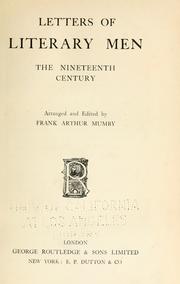 Cover of: Letters of literary men... by Frank Arthur Mumby