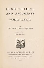 Cover of: Discussions and arguments on various subjects. by John Henry Newman