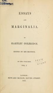 Cover of: Essays and marginalia. by Hartley Coleridge