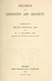 Cover of: Specimens of exposition and argument