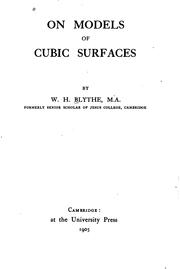 Cover of: On models of cubic surfaces by W. H. Blythe