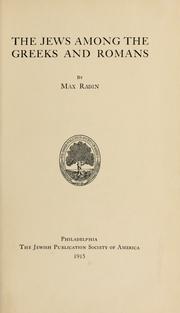 Cover of: The Jews among the Greeks and Romans. by Max Radin, Max Radin