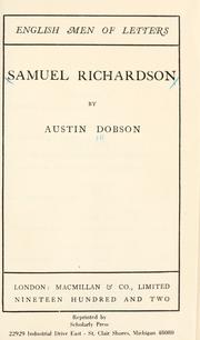 Cover of: Samuel Richardson. by Austin Dobson