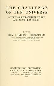 Cover of: The challenge of the universe: a popular restatement of the argument from design