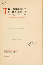 Cover of: The immortality of the soul by Joseph Agar Beet