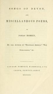 Cover of: Songs of Devon, and miscellaneous poems