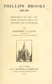 Cover of: Phillips Brooks, 1835-1893 by Alexander V. G. Allen