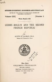 Cover of: Ledru-Rollin and the Second French Republic.
