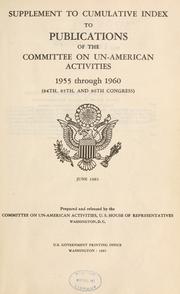 Cover of: Supplement to cumulative index to publications of the Committee on Un-American Activities: 1955 through 1960 (84th, 85th, and 86th Congress).