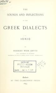 Cover of: The sounds and inflections of the Greek dialects: Ionic.