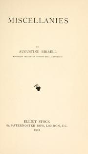 Cover of: Miscellanies.