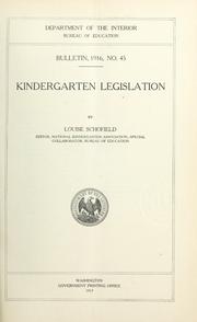 Cover of: Kindergarten legislation