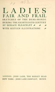 Cover of: Ladies fair and frail: sketches of the demi-monde during the eighteenth century