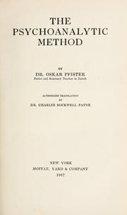 Cover of: The psychoanalytic method