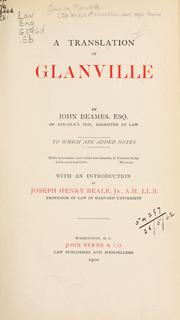 Cover of: A translation of Glanville by Ranulf de Glanville