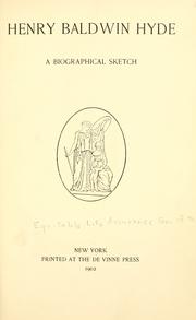 Cover of: Henry Baldwin Hyde by Equitable Life Assurance Society of the United States., Equitable Life Assurance Society of the United States.