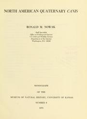 Cover of: North American Quaternary Canis by Ronald M. Nowak