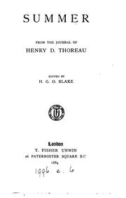 Summer: from the Journal of Henry D. Thoreau