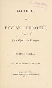 Cover of: Lectures on English literature by Reed, Henry