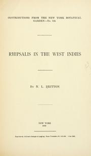 Cover of: Rhipsalis in the West Indies by Nathaniel Britton