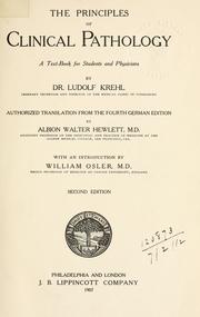 Cover of: The principles of clinical pathology by Ludolf von Krehl