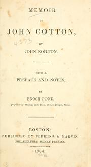Cover of: Memoir of John Cotton by Norton, John