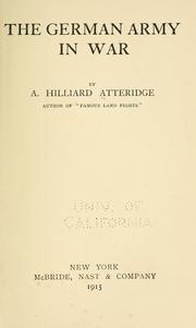 Cover of: The German army in war by Atteridge, A. Hilliard