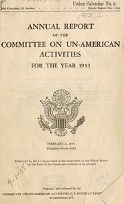 Cover of: Annual report of the Committee on Un-American Activities for the year 