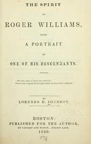 Cover of: The spirit of Roger Williams by Lorenzo Dow Johnson