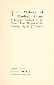 Cover of: makers of modern prose: a popular handbook to the greater prose writers of the century