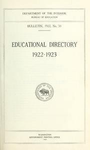 Cover of: Educational directory, 1922-1923
