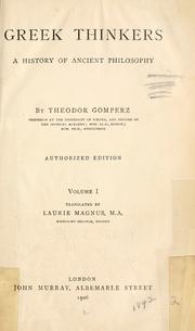 Cover of: Greek thinkers by Theodor Gomperz