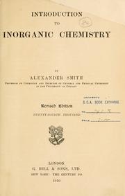 Cover of: Introduction to inorganic chemistry. by Alexander Smith