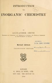 Cover of: Introduction to inorganic chemistry.