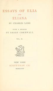 Cover of: Essays of Elia and Eliana by Charles Lamb