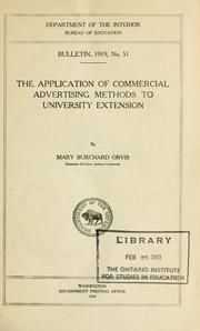 Cover of: The application of commercial advertising methods to university extension