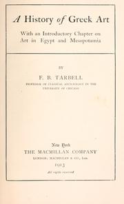 Cover of: A history of Greek art by F. B. Tarbell, F. B. Tarbell